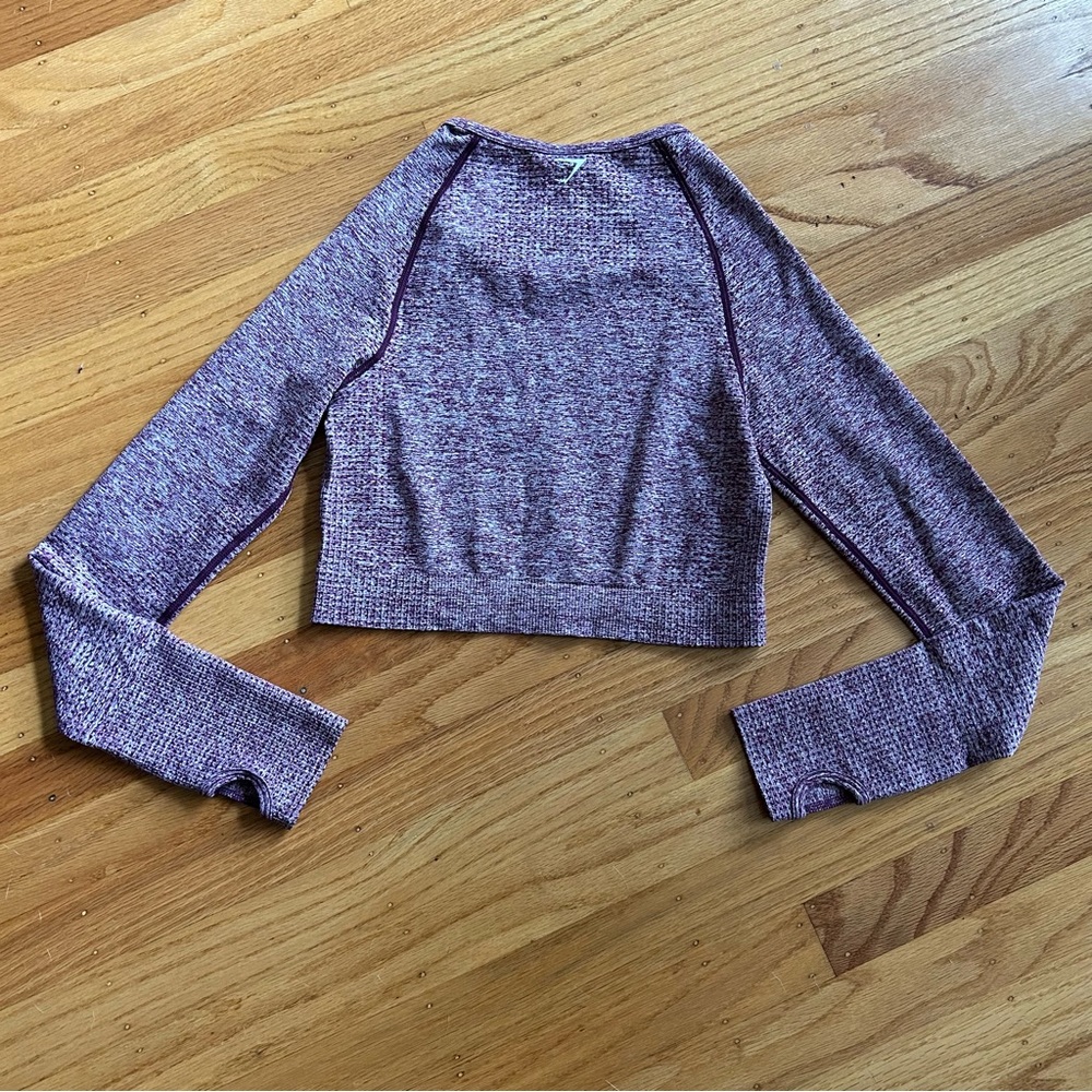 Gymshark vital seamless long sleeve crop top in deep magenta marl - Picture 4 of 11